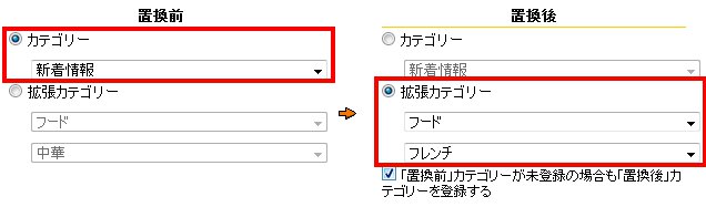 置換時条件設定
